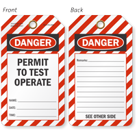 Danger Permit To Test Operate Tag