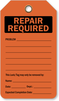REPAIR REQUIRED Tag