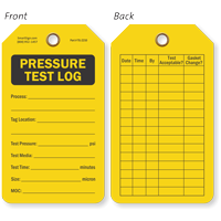 Pressure Test Log Tag